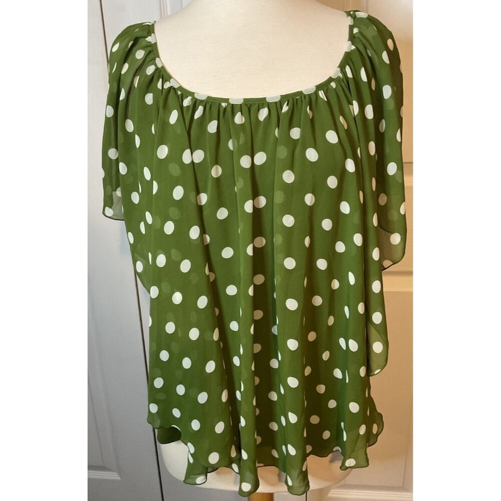 EST. 1946 Green White Polka Dot‎ Blouse Top Size Medium